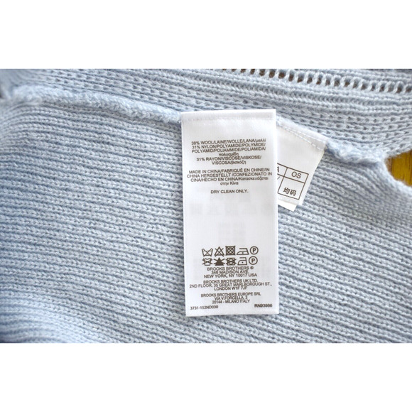 A5 Auth BROOKS BROTHERS Lt Blue Wool Blend Cable Knit Poncho Sweater ONE SIZE - Picture 5 of 5